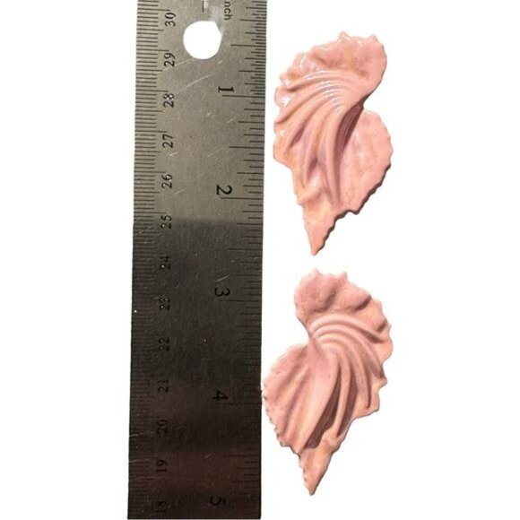 Vintage Pierced Earrings 2.25" Pink Enamel Beautiful 1970-1980 - Picture 4 of 4